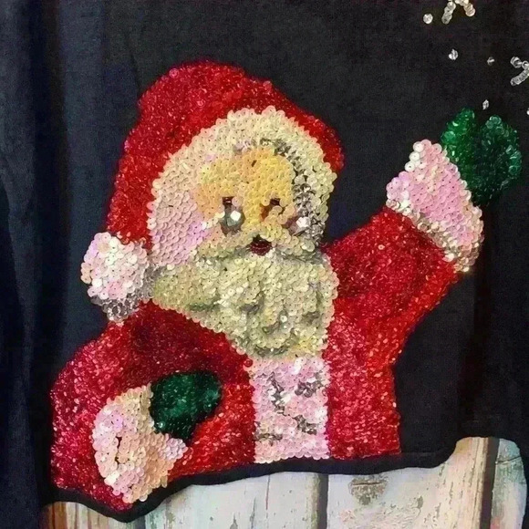 Christmas Sequin Santa Sweater Size L - Picture 2 of 5